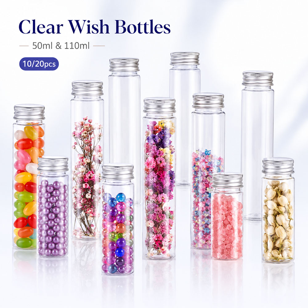 Reusable Bottle - 20 peças de tubos planos transparentes