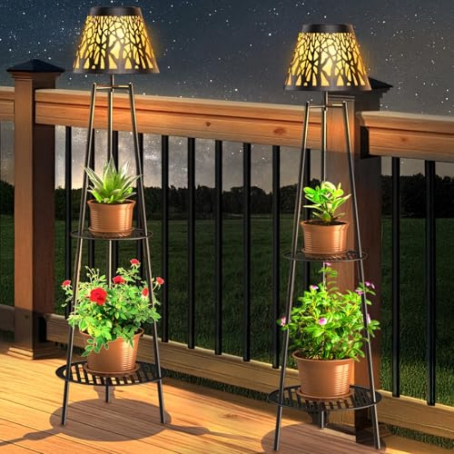 Solar Garden Light - Conjunto de 2 Luminárias de Chão