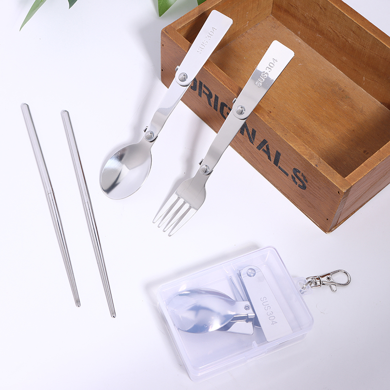 Bamboo Cutlery - Conjunto de talheres portáteis de aço
