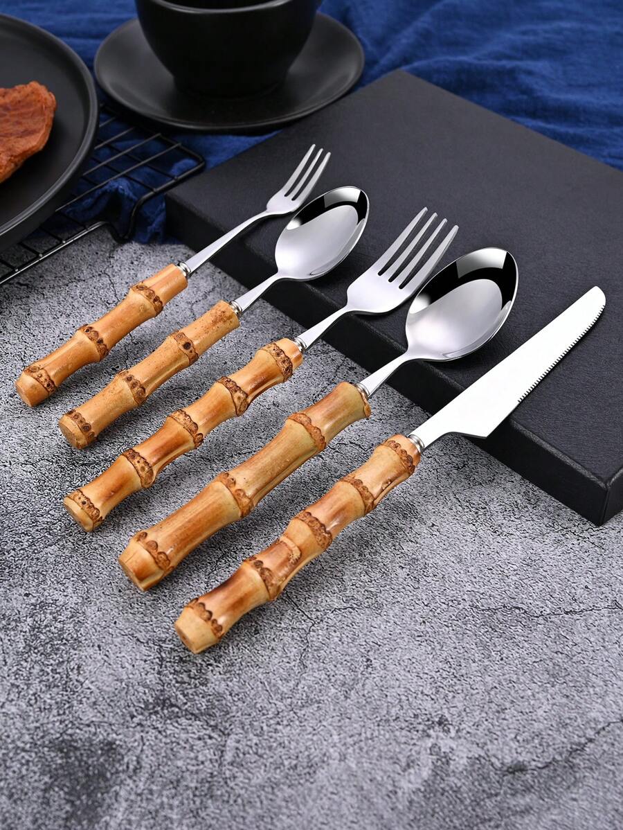 Conjunto de talheres de aço in - Bamboo Cutlery avaliação e preço