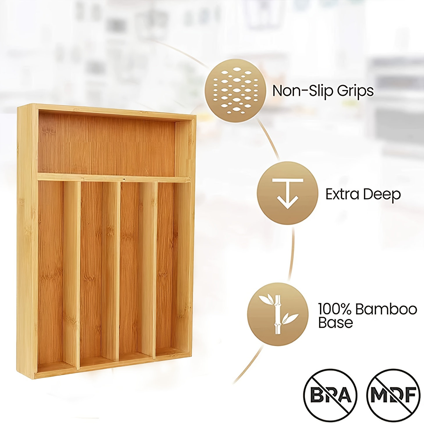 Organizador de Gavetas de Cozi - Bamboo Cutlery avaliação e preço